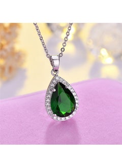 Generic Elegant Zirconia Pendant White Gold Plated AAA Crystal Green 