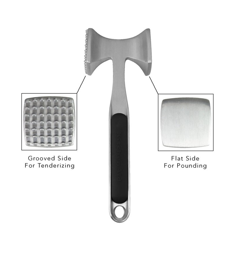 KitchenAid Gourmet Multi Sided Meat Tenderizer for Pounding Meats, Nuts, Shellfish, ect, Hang Hole for Easy Storage, Hand Wash, One Size, Black - Image 3
