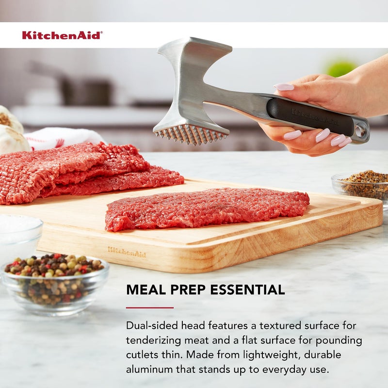 KitchenAid Gourmet Multi Sided Meat Tenderizer for Pounding Meats, Nuts, Shellfish, ect, Hang Hole for Easy Storage, Hand Wash, One Size, Black - Image 4