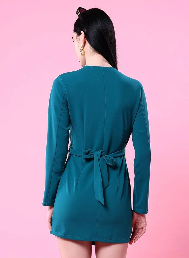 Freehand Women Fitted Casual Solid Wrap Dress