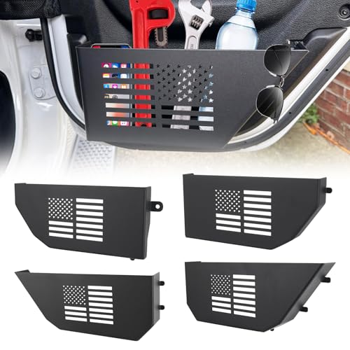 ZAMLIE Front Rear Door Storage Pockets Compatible with Jeep JL JLU 4XE 20182024 Metal Side Insert Organizer Box Car Interior Storage Accessories Within Reach StoringOrganizing Personal Items - Image 1