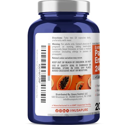 NusaPure Papaya Papain Enzyme Complex 240,000 PU - 200 Veggie Caps - Suitable for Vegetarian, Vegan Non-GMO - Image 3