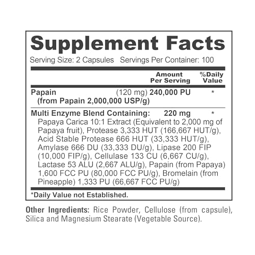 NusaPure Papaya Papain Enzyme Complex 240,000 PU - 200 Veggie Caps - Suitable for Vegetarian, Vegan Non-GMO - Image 4