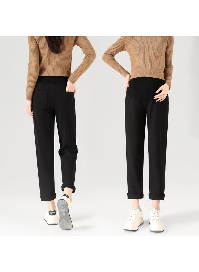 Enoulite Maternity Trousers For Autumn And Winter, Worn Out, Harem Pants, Commuter Pants, Maternity Wear, Casual Belly Support Pants - Image 5