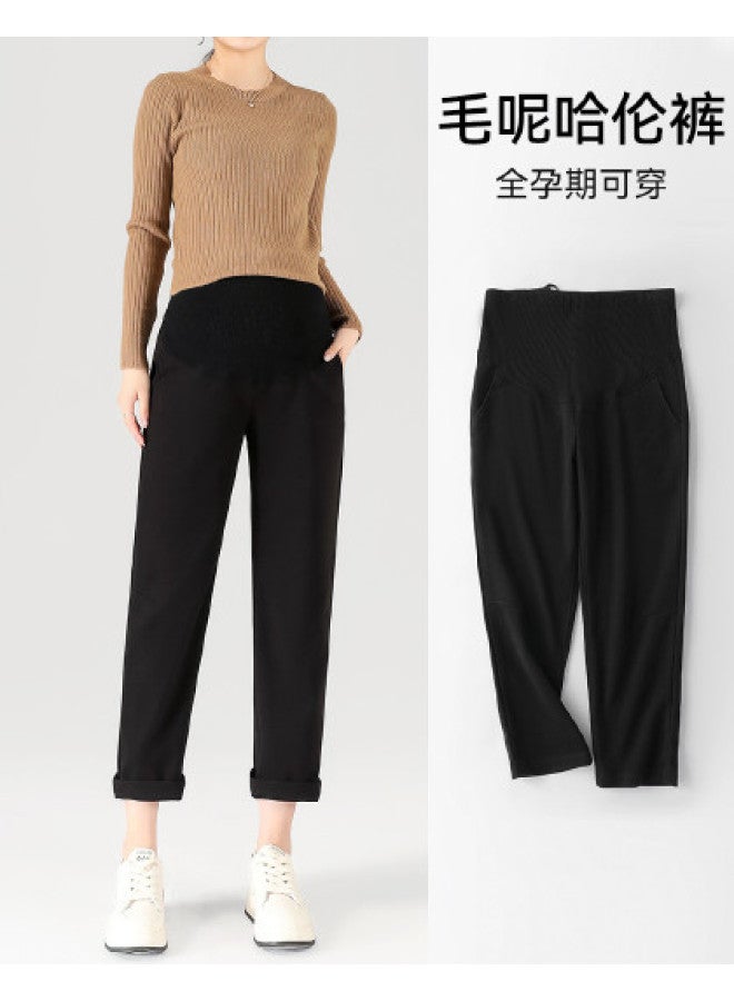 Enoulite Maternity Trousers For Autumn And Winter, Worn Out, Harem Pants, Commuter Pants, Maternity Wear, Casual Belly Support Pants - Image 1