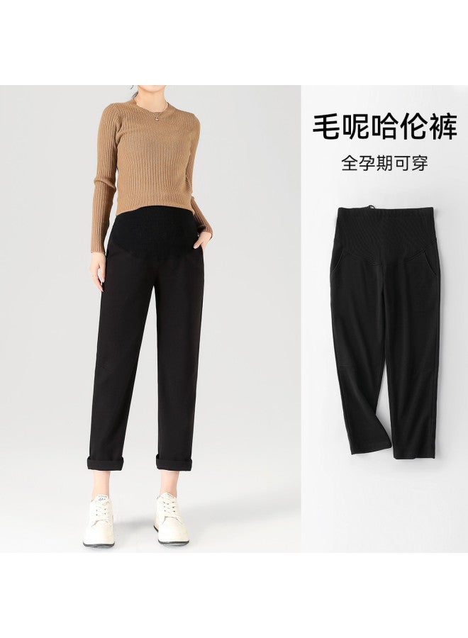 Enoulite Maternity Trousers For Autumn And Winter, Worn Out, Harem Pants, Commuter Pants, Maternity Wear, Casual Belly Support Pants - Image 2