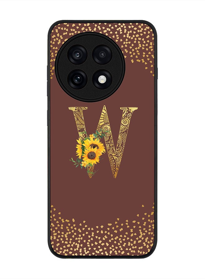 Stylizedd For OnePlus 13R / Ace 5 Pro Case,Slim fit Camera Protection, Shockproof Thin Phone cover  - Custom Floral Monogram - W  (Brown )