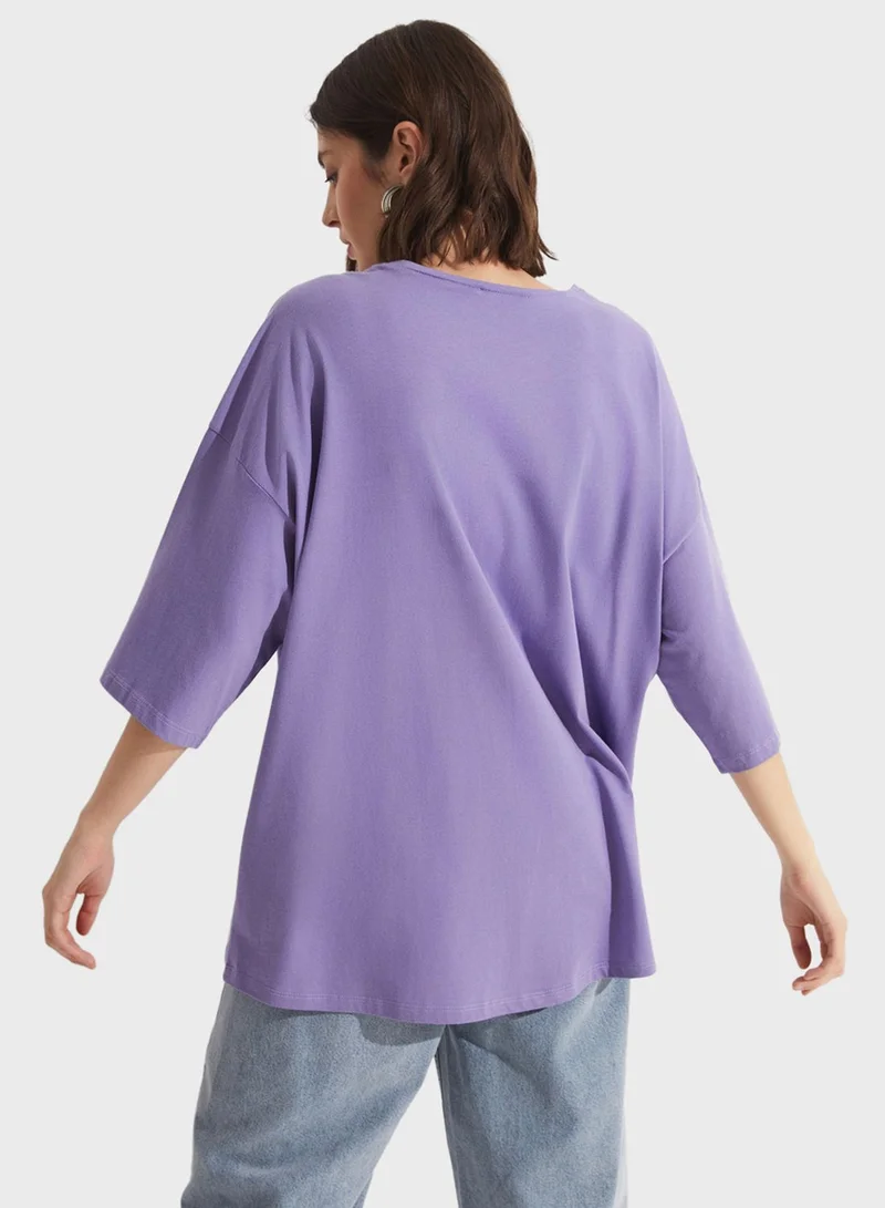 جون Crew Neck Loose Cut T-Shirt