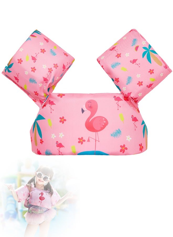 Generic Kids Swim Vest Toddler Floaties for 30-55lbs/2-6 Year Old Girls and Boys Swimming Arm Band Pool Float Jacket with Water Wings and Shoulder Strap for Children Learn to Swim Aid (Pink Flamingo)  - Image 1