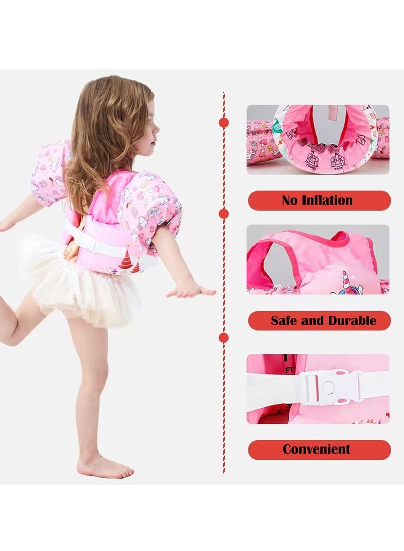 Generic Kids Swim Vest Toddler Floaties for 30-55lbs/2-6 Year Old Girls and Boys Swimming Arm Band Pool Float Jacket with Water Wings and Shoulder Strap for Children Learn to Swim Aid (Pink Flamingo)  - Image 2