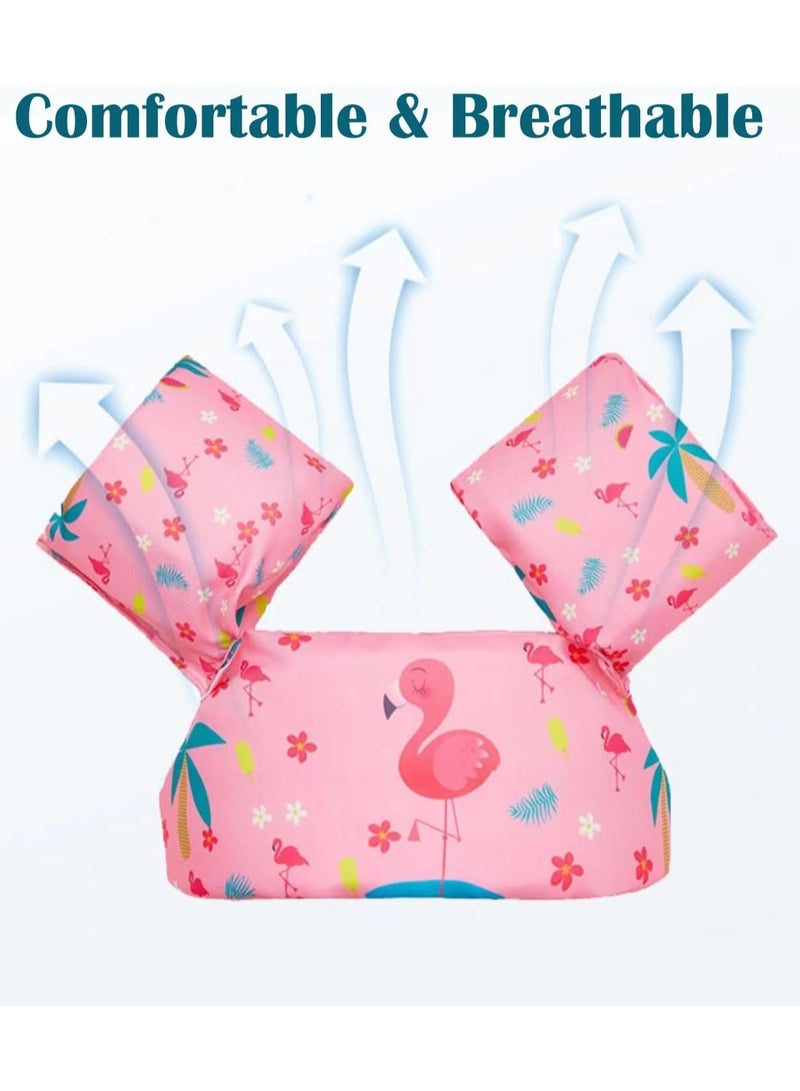 Generic Kids Swim Vest Toddler Floaties for 30-55lbs/2-6 Year Old Girls and Boys Swimming Arm Band Pool Float Jacket with Water Wings and Shoulder Strap for Children Learn to Swim Aid (Pink Flamingo)  - Image 3