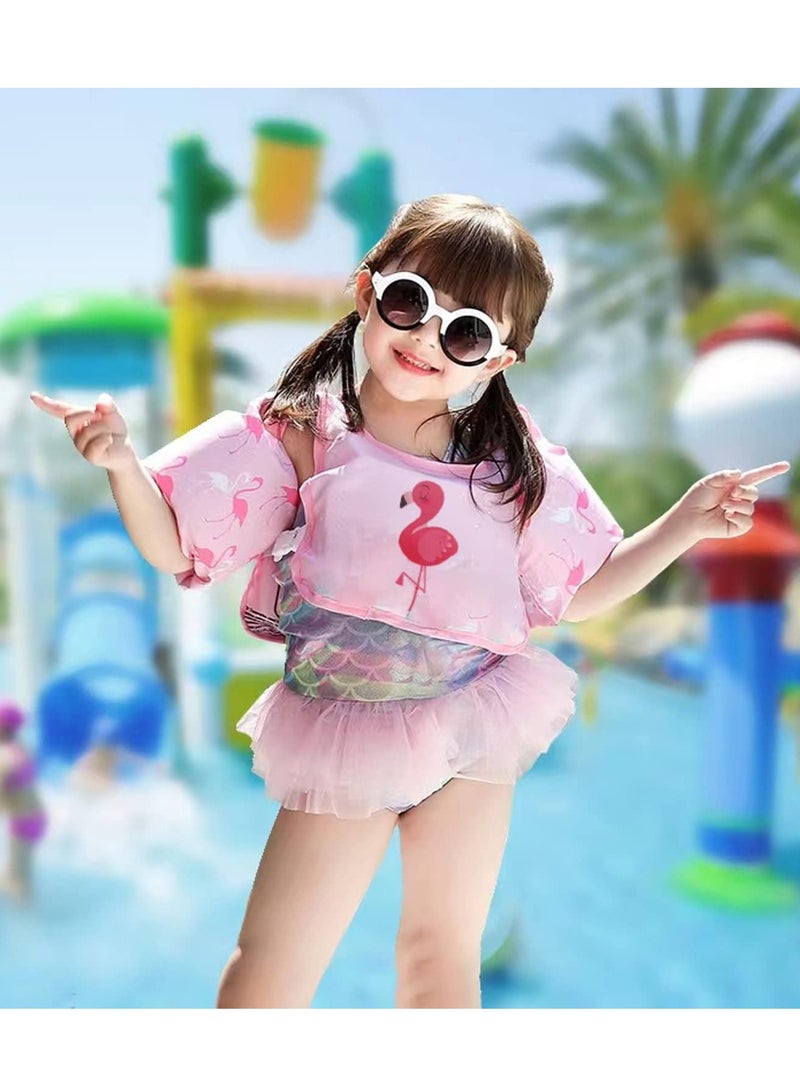 Generic Kids Swim Vest Toddler Floaties for 30-55lbs/2-6 Year Old Girls and Boys Swimming Arm Band Pool Float Jacket with Water Wings and Shoulder Strap for Children Learn to Swim Aid (Pink Flamingo)  - Image 4