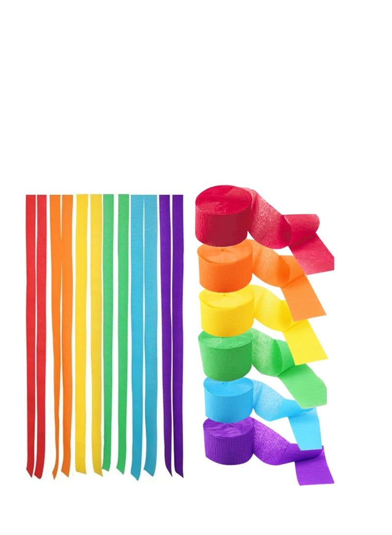 Flamingo 6 Rolls Colourful Crepe Paper(4.5CMx25M) Rainbow Crepe Streamers for Party Decorations(Orange,Blue,Green,Purple,Red,Yellow) - Image 3