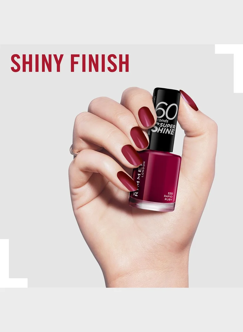 RIMMEL LONDON Rimmel 60 Seconds Super Shine Nail Polish – 320 – Rapid Ruby, 8ml