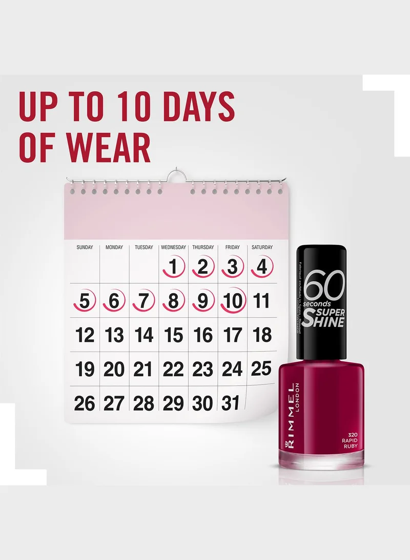 RIMMEL LONDON Rimmel 60 Seconds Super Shine Nail Polish – 320 – Rapid Ruby, 8ml