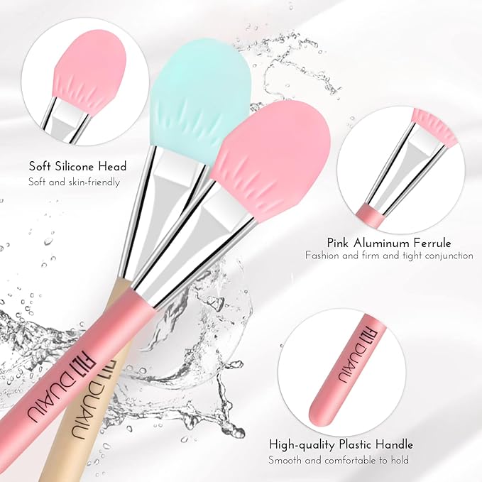 DUAIU 2 Pcs Silicone Face Mask Brush DUAIU Face Mask Brushes Facial Mud Mask Applicator Hairless Makeup Brush Masks Applicator Spatula for Mud Clay Charcoal Mixed Mask Make Up Tools  - Image 3