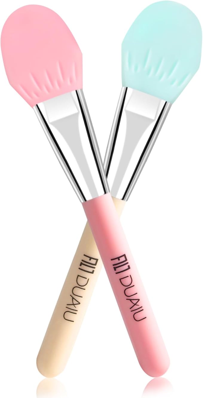 DUAIU 2 Pcs Silicone Face Mask Brush DUAIU Face Mask Brushes Facial Mud Mask Applicator Hairless Makeup Brush Masks Applicator Spatula for Mud Clay Charcoal Mixed Mask Make Up Tools  - Image 1