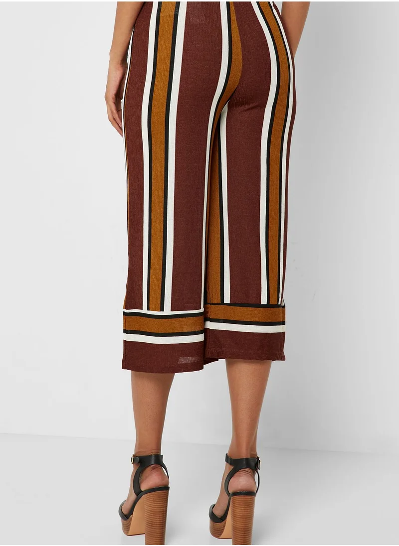 KOTON Striped Wide Leg Crop Pants