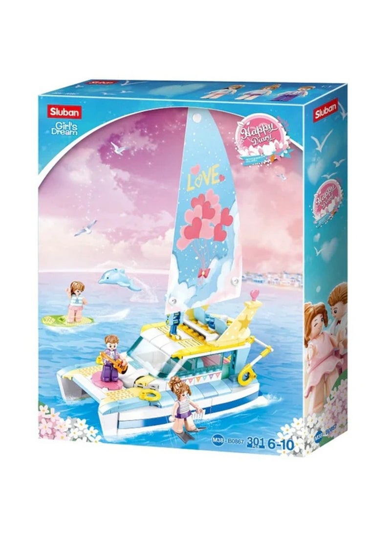 Sluban - Girls Dream Yacht Bricks Set 308 Pieces - M38-B0867 - Image 1