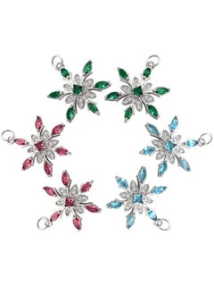 COGCHARGER 6 Pieces Colorful Snowflake Charm Snowflake Cubic Zirconia Pendants Flower Charm Pendants For Jewelry Necklace Earring Making Crafts  - Image 1