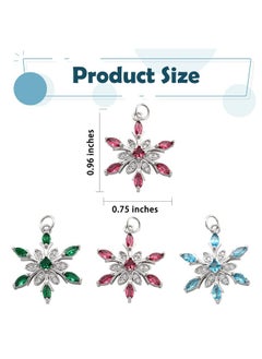COGCHARGER 6 Pieces Colorful Snowflake Charm Snowflake Cubic Zirconia Pendants Flower Charm Pendants For Jewelry Necklace Earring Making Crafts  - Image 3