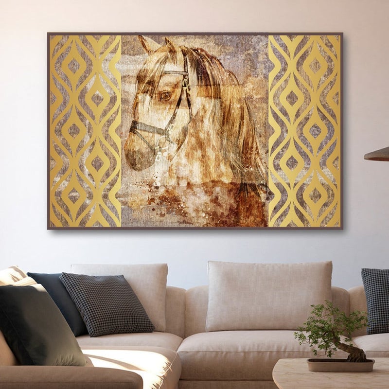 ماركتنا لوحة قماشية بتصميم حصان مع برواز مجوف مقاس (90×60) قطعة واحدة - Image 3