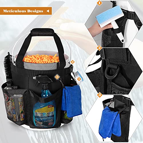 HODRANT 5 Gallon Bucket Organizer with Anti-fall Hooks & Buckle, Car Wash Bucket Caddy with Mesh Pockets, 5 Gallon Cleaning Tools Bag for Home, Auto, Garden & Fishing - Image 4