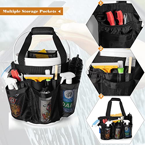 HODRANT 5 Gallon Bucket Organizer with Anti-fall Hooks & Buckle, Car Wash Bucket Caddy with Mesh Pockets, 5 Gallon Cleaning Tools Bag for Home, Auto, Garden & Fishing - Image 3
