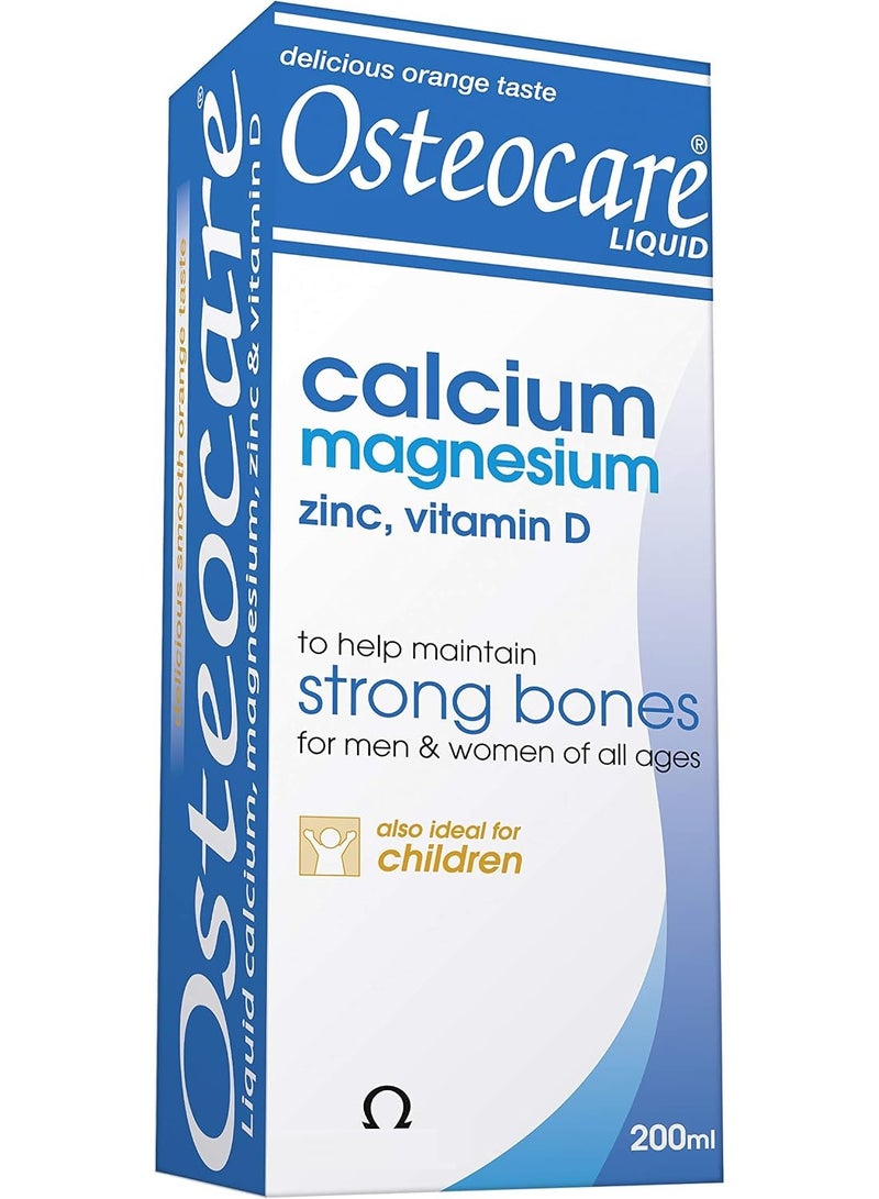 Liquid Orange | Calcium & Magnesium & Vitamin D3 & Zinc Formula to Help Maintain Strong Bones for Men & Women All Ages | 200ml