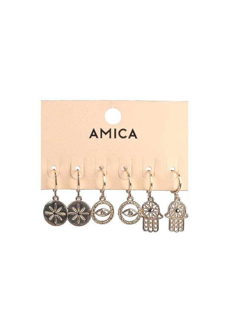 AMICA - Set of 3 - Evil Eye Embellished Danglers - Image 1