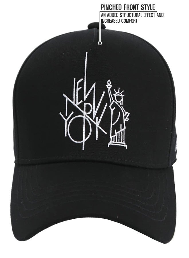 فليبر قبعة بيسبول قطنية مهيكلة بشعار تمثال الحرية من فليبر نيويورك، قابلة للتعديل (مقاس متوسط ~ كبير، أسود) - Image 2