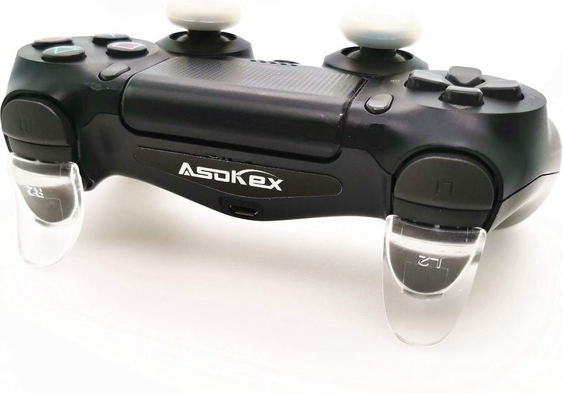 Asokex L2 R2 Ps4 Trigger Extenders (2 Pairs L2 R2 Triggers, 4pcs Joystick Cap, 2 Pairs LED Light Bar Decal) for Ps4 Controller(Transparent) - Image 4