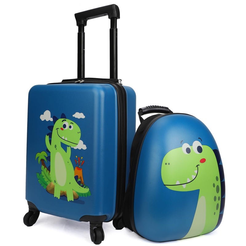 emissary Dinosaur Kids Suitcase for Boys 18 Hardside Dinosaur Toddler Suitcase Set with Spinner Wheels and Backpack Kids Carry on Luggage Set Rolling Travel Kids Luggage Gifts Airline Approved