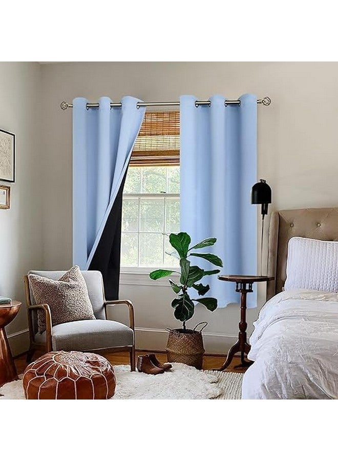 BFAM 100% Blackout Curtains for Bedroom with Black Liner, Thermal Insulated Thick Double Layers Total Light Blocking Grommet Window Curtains 1 Panel - Image 2