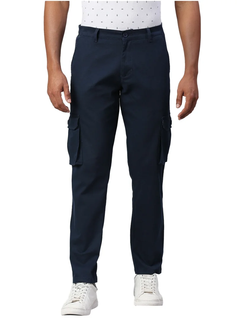 دينيس لينغو Men's Royal Blue Tapered Fit Cargo Pants