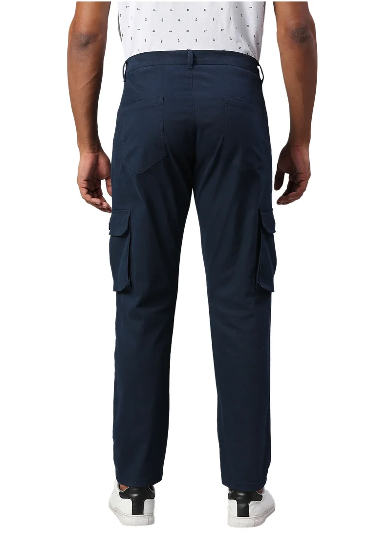 دينيس لينغو Men's Royal Blue Tapered Fit Cargo Pants