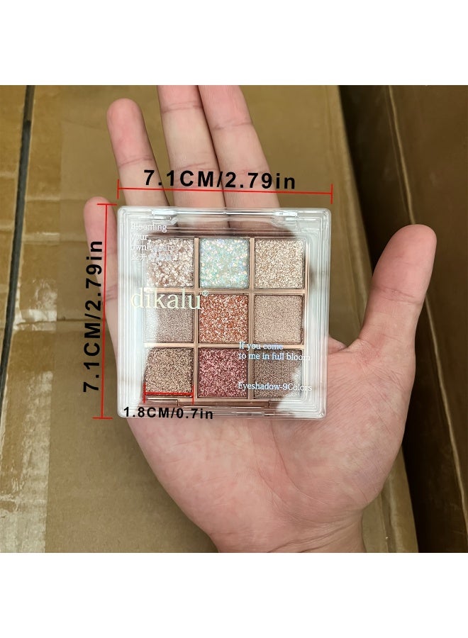 dikalu 9 Colors Glitter Sequin Eyeshadow Palette, Snowflake Theme - Image 4