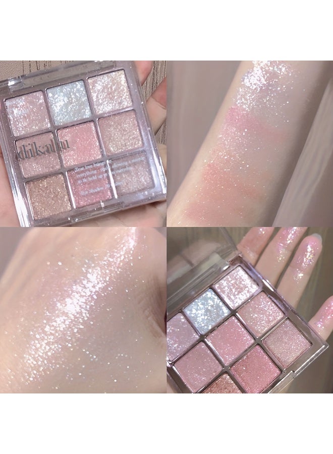 dikalu 9 Colors Glitter Sequin Eyeshadow Palette, Snowflake Theme - Image 5