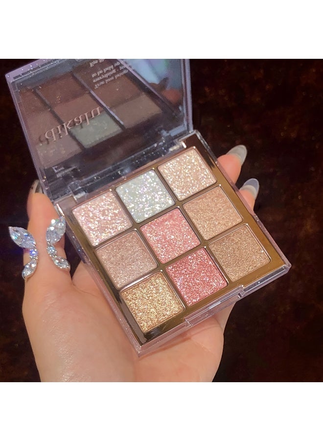 dikalu 9 Colors Glitter Sequin Eyeshadow Palette, Snowflake Theme - Image 1