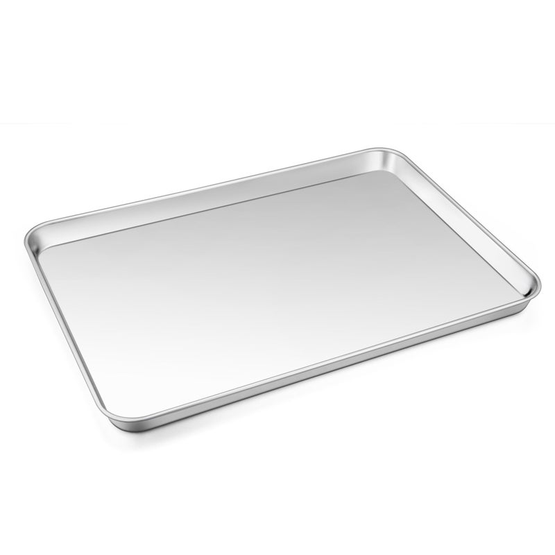 Baking Sheet Pan Joyfair Stainless Steel Cookie Sheet Toaster Oven Tray Professional Bakeware for CookieBaconBread Rolled Rim  Mirror Finish Rust Resistant  Dishwasher Safe 16 Inch