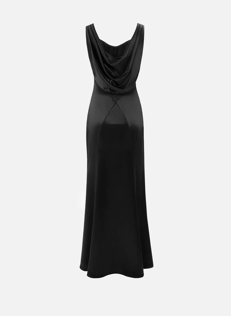 Lichi Fitted satin maxi dress with drapery on the bodice and back