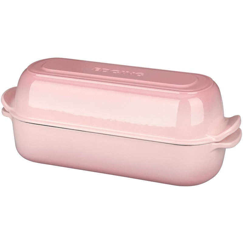 EDGING CASTING Enameled Cast Iron Loaf Pan with Lid, Bread pan, Dutch Oven Bread pan for Homemade Sourdough Bread Baking, 12.5x5.5 inch, 5qt, Pink - Image 2