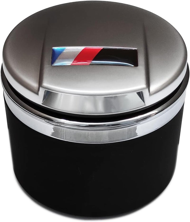 منفضة سجائر للسيارة لسلسلة BMW 1/3/5/7 و X1/X3/X5/X6، مع ضوء LED وغطاء، قابلة للفصل ومحمولة (فضي غير لامع) - Image 1