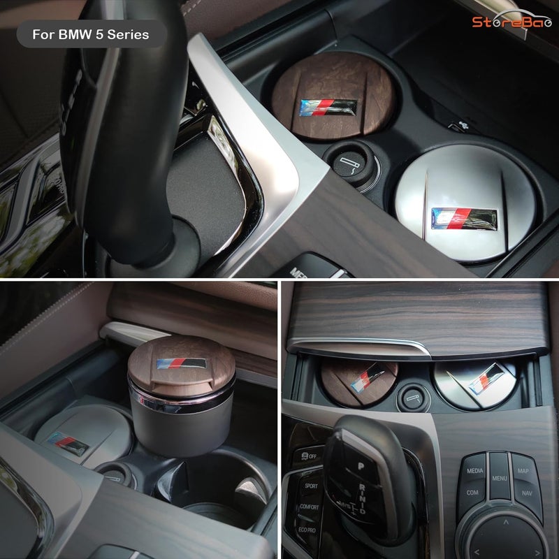 منفضة سجائر للسيارة لسلسلة BMW 1/3/5/7 و X1/X3/X5/X6، مع ضوء LED وغطاء، قابلة للفصل ومحمولة (فضي غير لامع) - Image 3