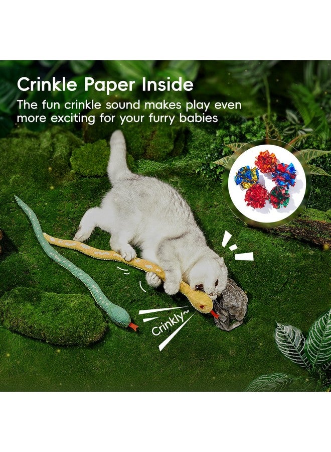 Potaroma Cat Toys Realistic Snake Catnip Crinkly Sound Toy 2 Pcs, Mesh Fabric for Teeth Cleaning, Interactive Kicker Toys for Indoor Kitten Exercise 20 Inches, Green and Yellow - Image 4