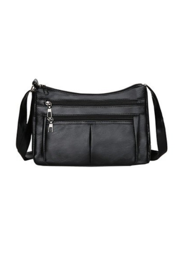 Soko Mesh Chic PU Leather Shoulder Bag: Sleek Black Crossbody Purse with Adjustable Strap & Multiple Compartments - Perfect Travel Companion for Women - Stylish Everyday Organizer  - Image 1
