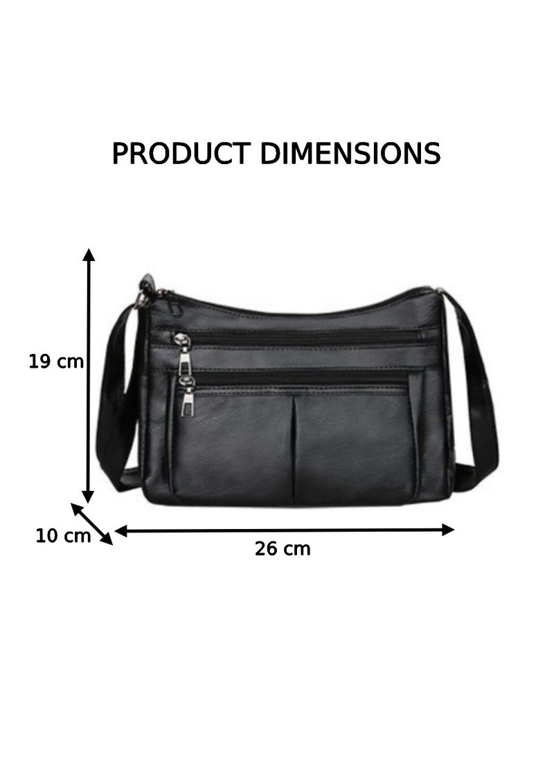 Soko Mesh Chic PU Leather Shoulder Bag: Sleek Black Crossbody Purse with Adjustable Strap & Multiple Compartments - Perfect Travel Companion for Women - Stylish Everyday Organizer  - Image 2