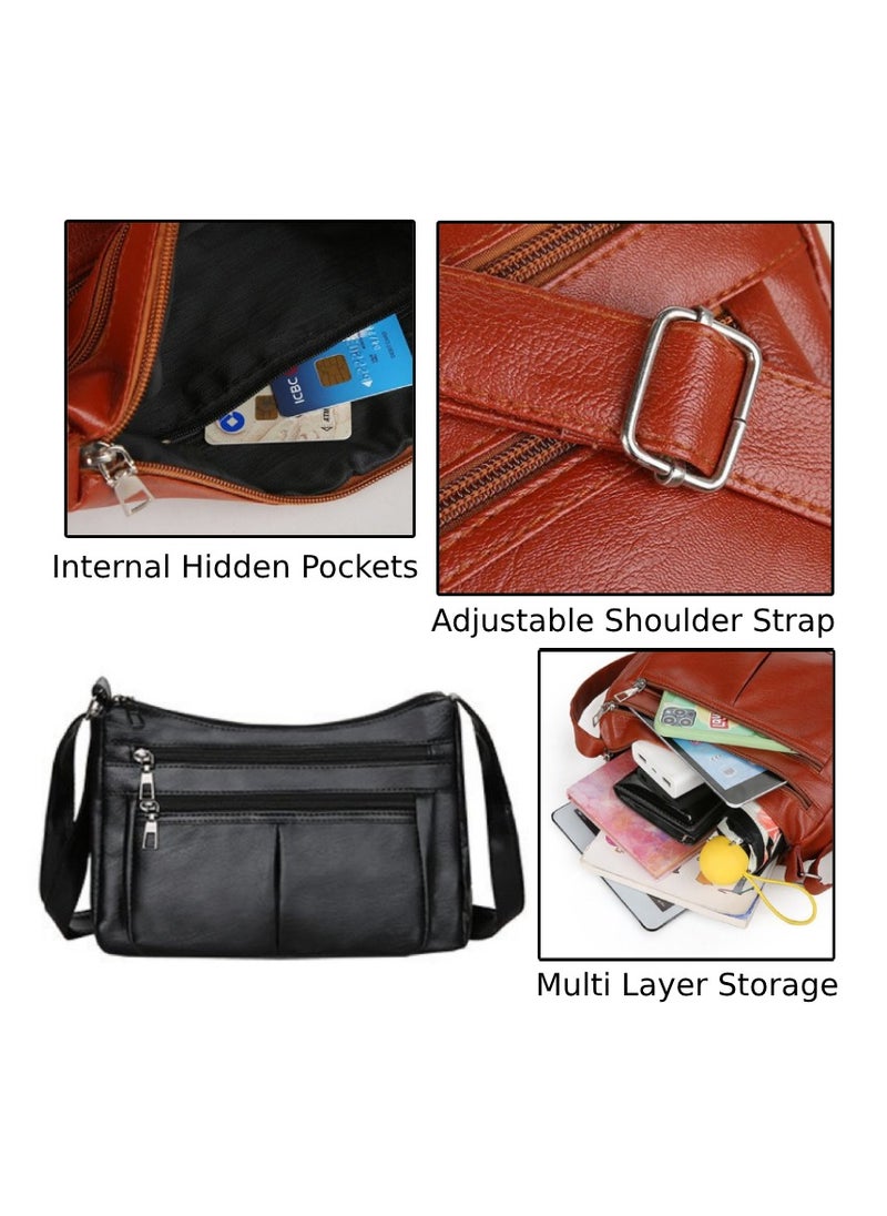 Soko Mesh Chic PU Leather Shoulder Bag: Sleek Black Crossbody Purse with Adjustable Strap & Multiple Compartments - Perfect Travel Companion for Women - Stylish Everyday Organizer  - Image 3