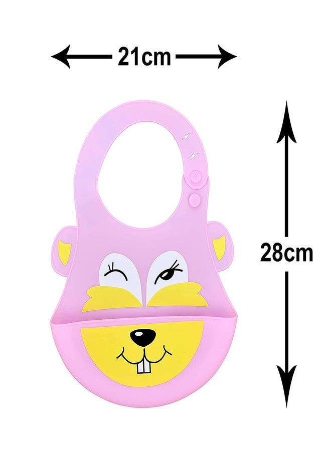 Aplam Chaplam Silicone Feeding Bib with Adjustable Strap, Waterproof, Easy to wash, Stain Proof | BPA Free/Soft Material Bibs with Tray/Food Catcher (Pink) - Image 2