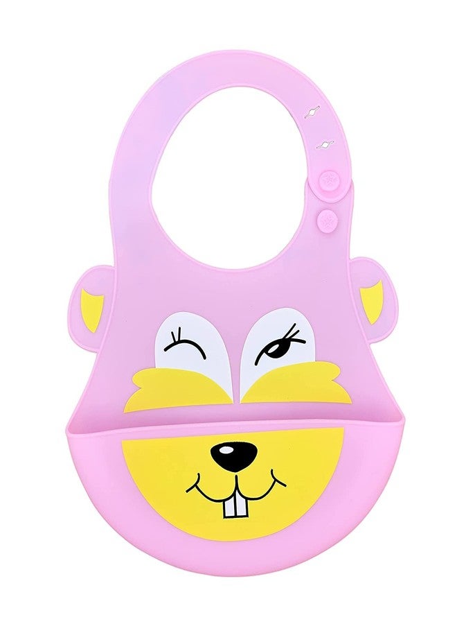 Aplam Chaplam Silicone Feeding Bib with Adjustable Strap, Waterproof, Easy to wash, Stain Proof | BPA Free/Soft Material Bibs with Tray/Food Catcher (Pink) - Image 1